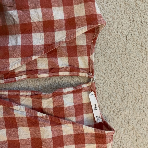 Mango pink and white plaid summer midi dress, S - Picture 4 of 8